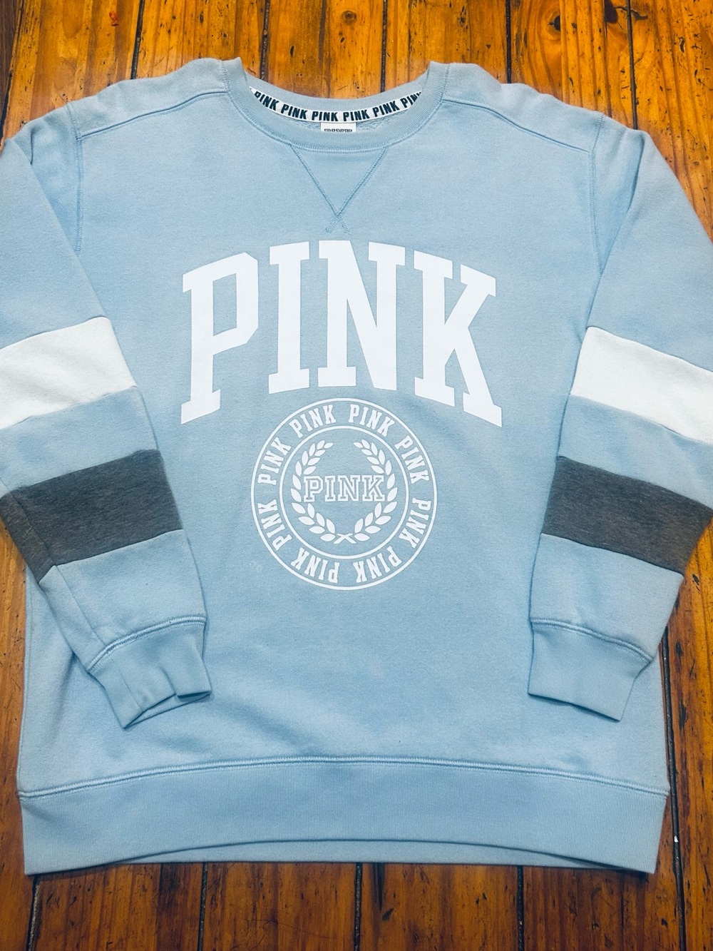 PINK Victoria's Secret Light Blue Logo Sweatshirt